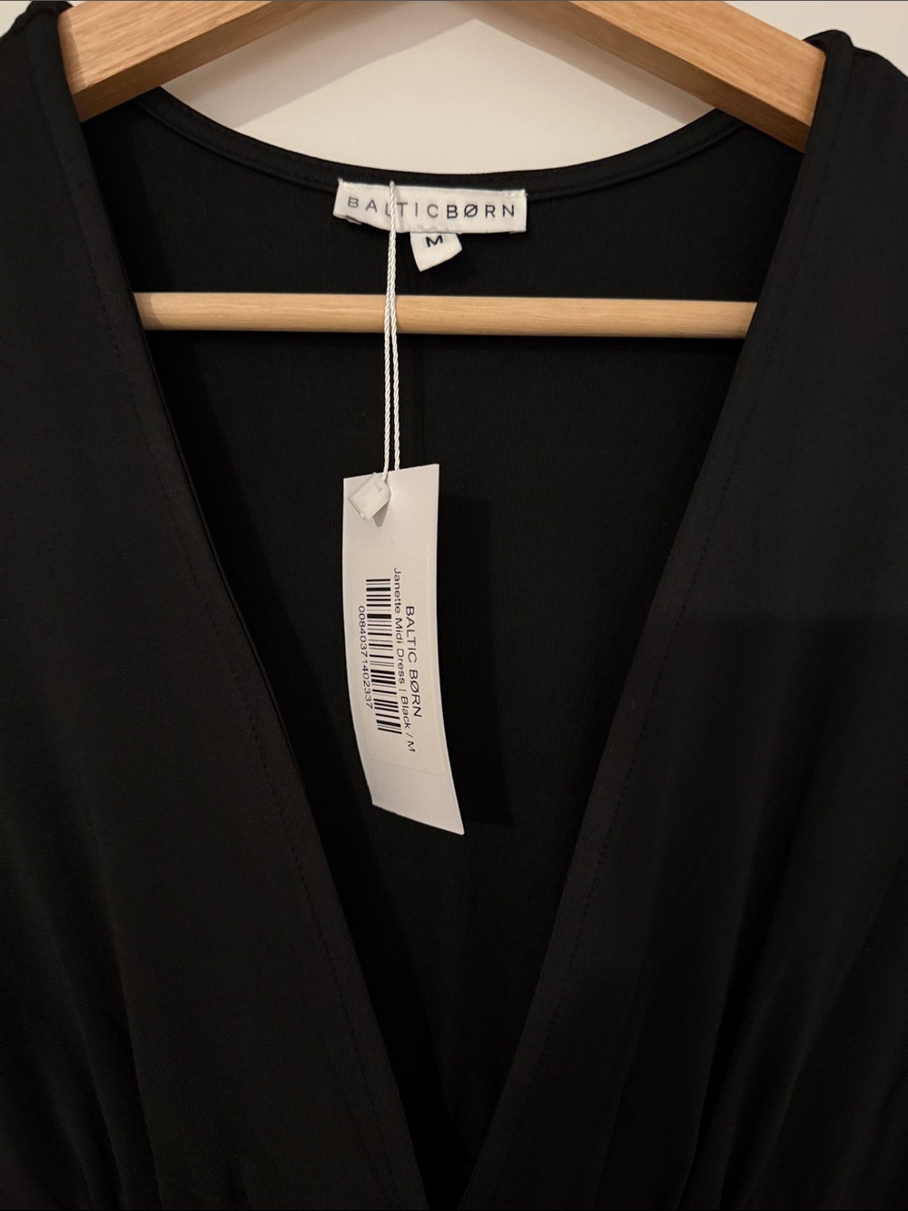 NWT Baltic Born Black V-Neck Midi Dress with Flutter Sleeves - Picture 2 of 4